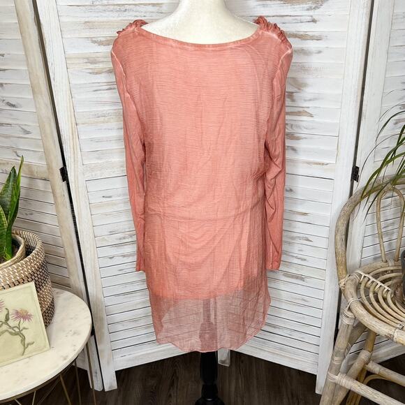 NWT SOFT SURROUNDINGS Women's L Silk Beaux Art Romantic Tunic Coral Pink - Picture 5 of 16